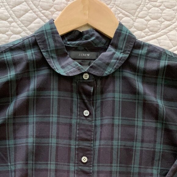 JCREW Green/Navy Tartan Plaid Perfect Long Sleeve Shirt | Size 10 - Picture 2 of 10